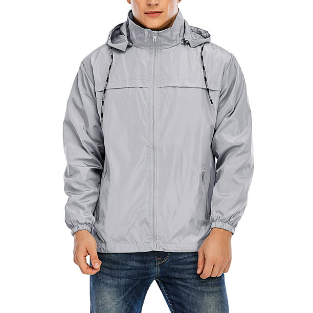 Men's Long Sleeve Windbreaker Casual Lightweight Jacket Hooded Zipperup Outwear